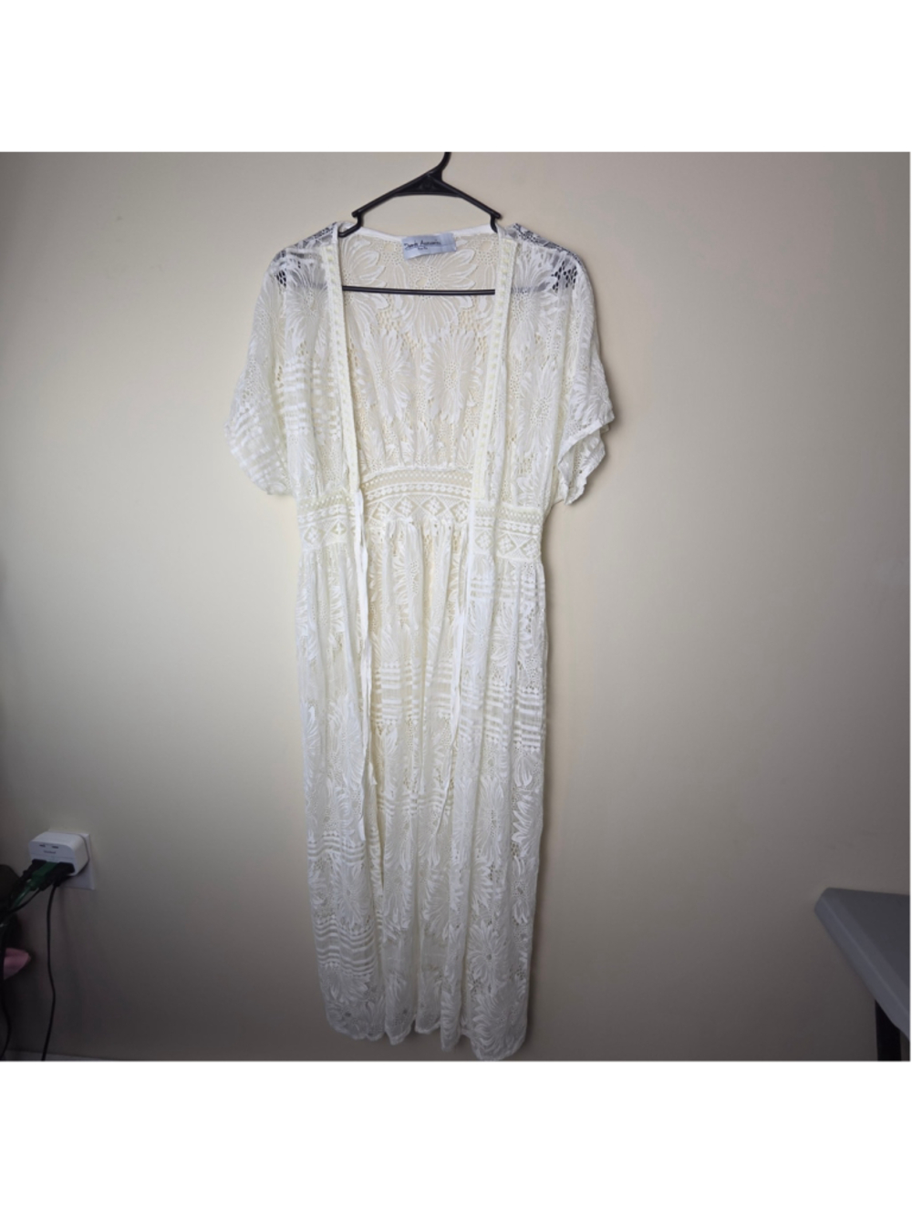 Women's Lace Swim Coverup, Size S, White